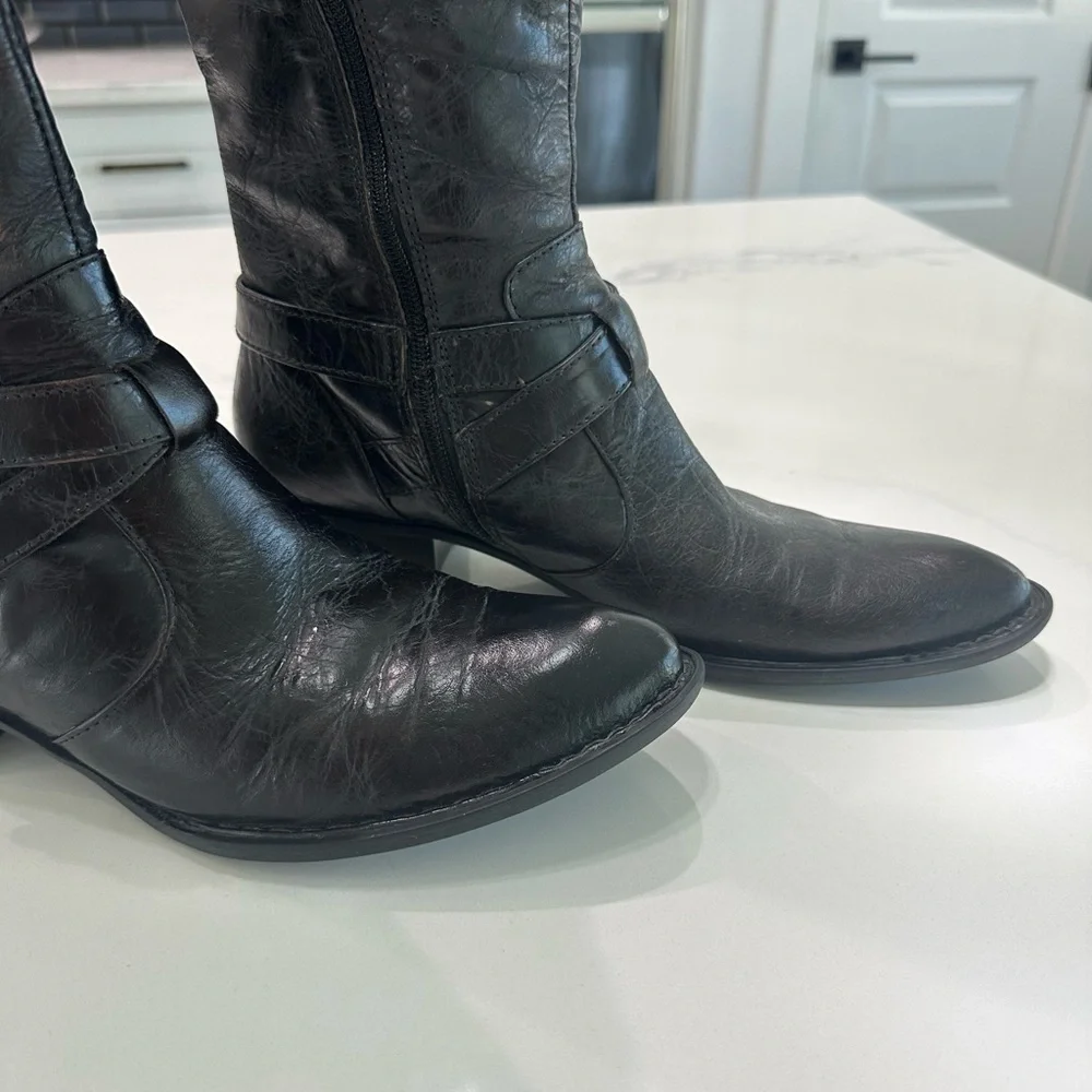 Born Black‎ Over the Knee Boots with Buckle Details